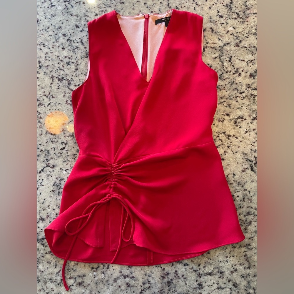 Derek Lam 100% silk Red Sleeveless Top size 0 retail $198